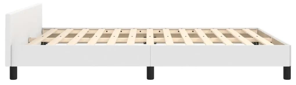 Cadru de pat cu tablie, alb, 140x200 cm, piele ecologica Alb, 140 x 200 cm, Design simplu
