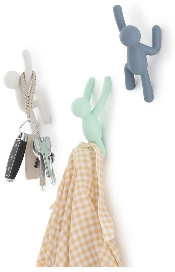 Cârlige 3 buc. de montat pe perete din plastic Buddy – Umbra
