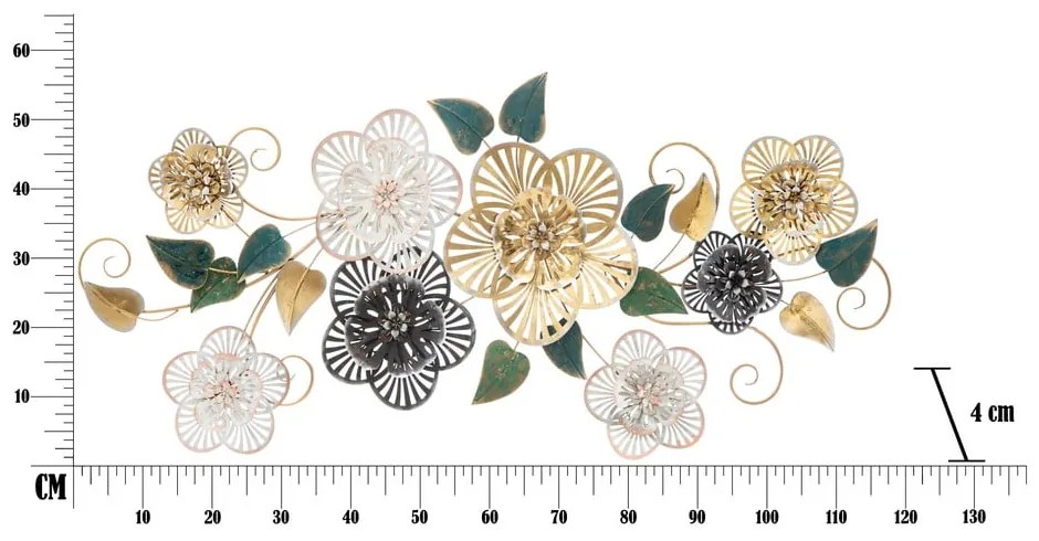 Decorațiune suspendată metalică Mauro Ferretti Campur -B-, 118 x 58 cm, motive florale