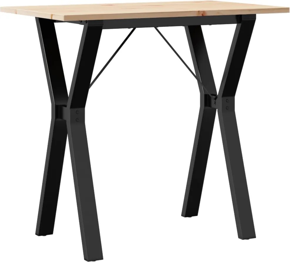 vidaXL Masă de bucătărie, cadru Y, 80x50x75 cm lemn masiv pin și Oţel