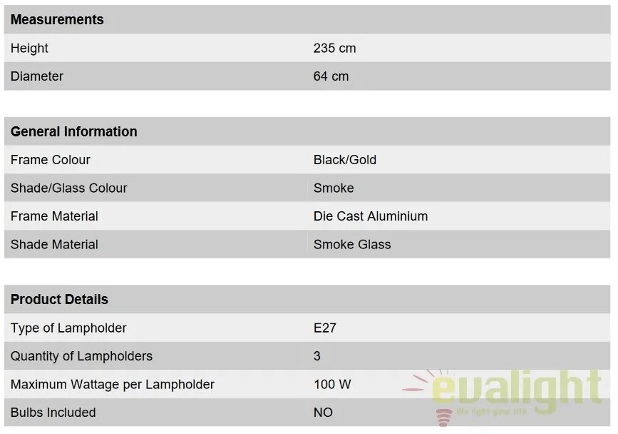 Stalp iluminat exterior stil clasic IP43 HP255 Puchberg AL 11K/82579 schwarz-gold/rauch OR