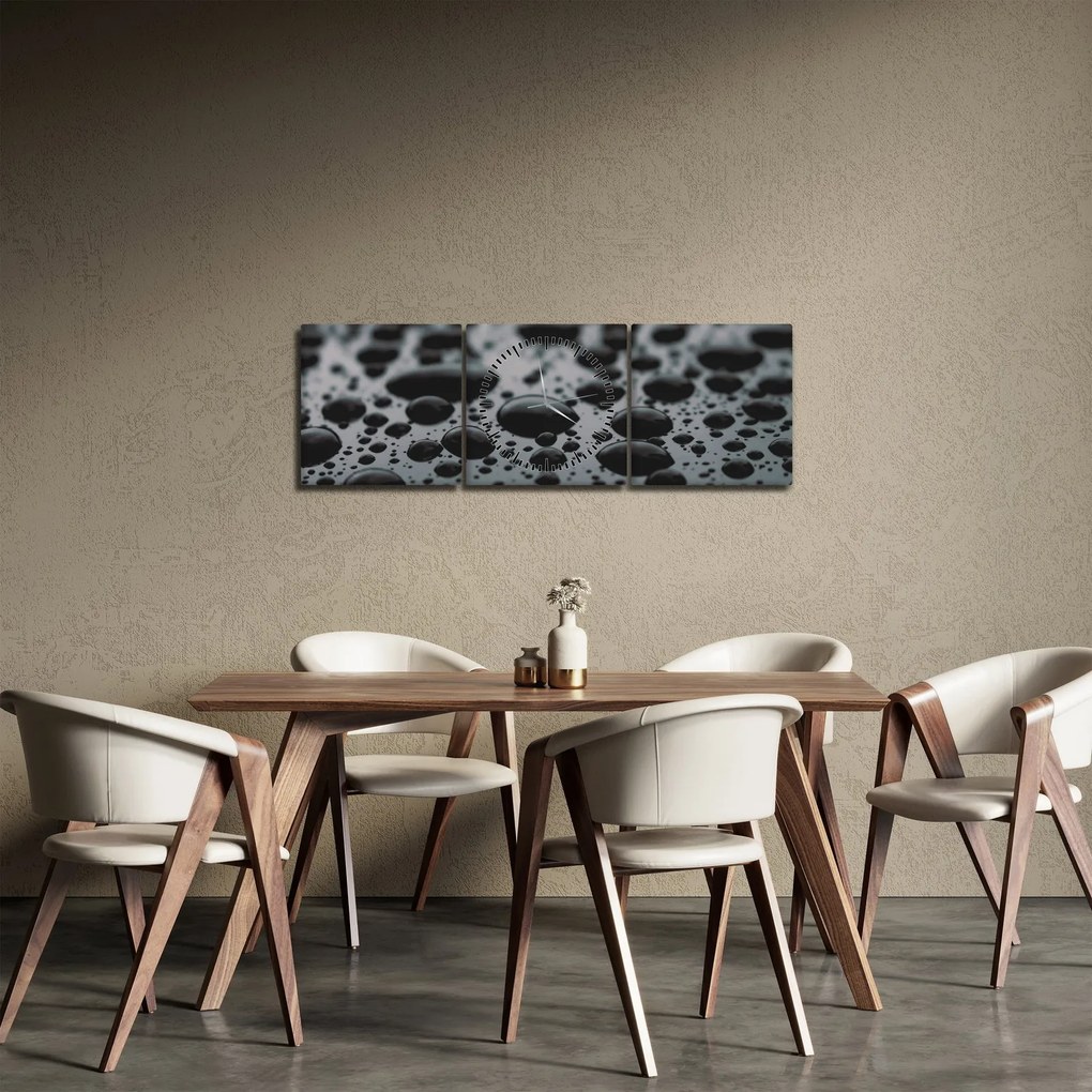 Tablou cu picături de apă (cu ceas) (90x30 cm)