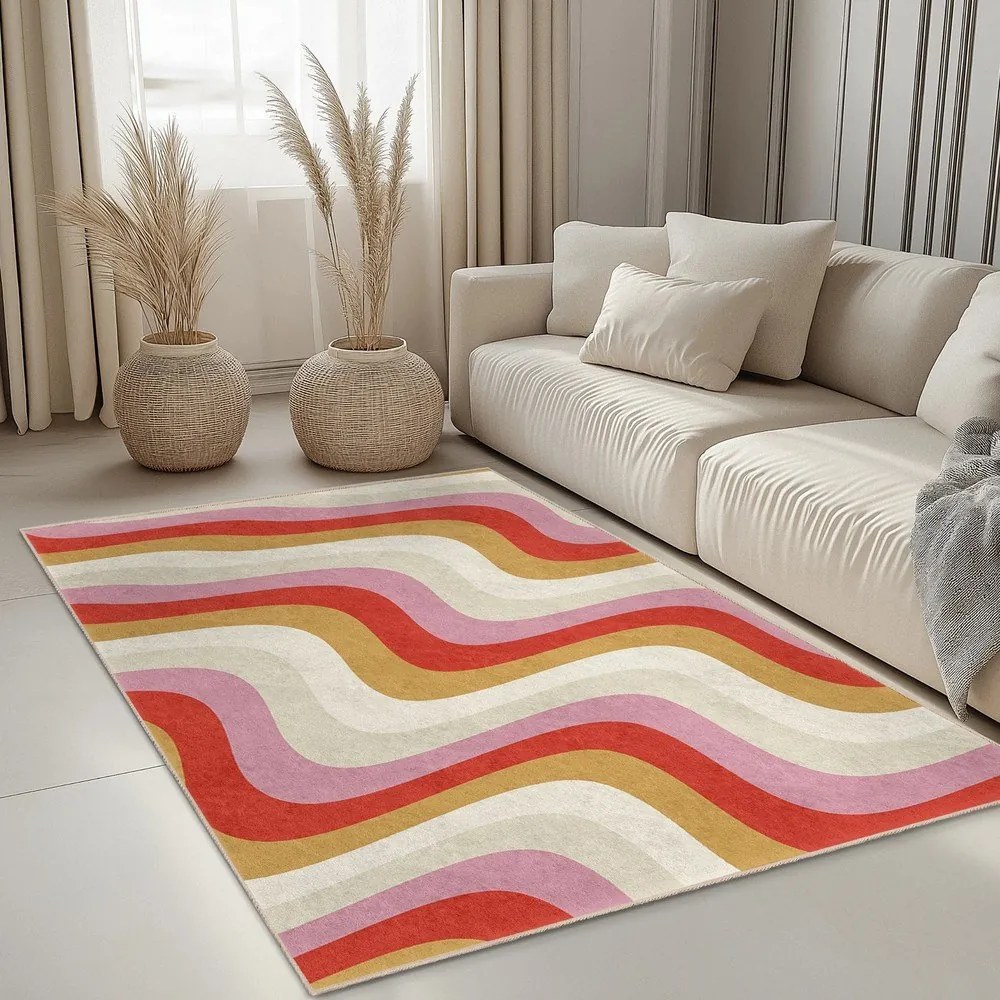 Covor galben-roz lavabil 160x230 cm Creamy Raspberry Swirl – Mila Home