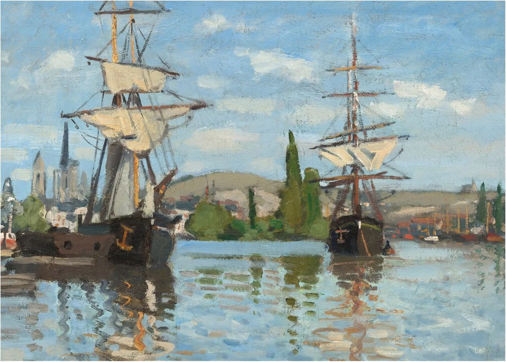 Tablou - Claude Monet, Ships Riding on the Seine at Rouen, reproducere (70x50 cm)