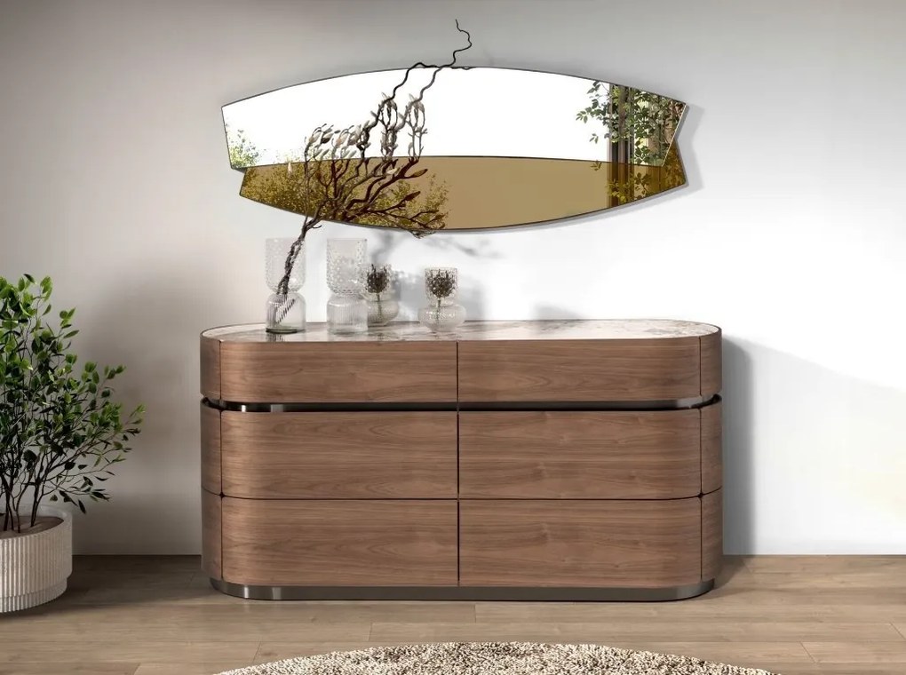 Oglinda de perete cu rama din lemn furniruit Organic walnut
