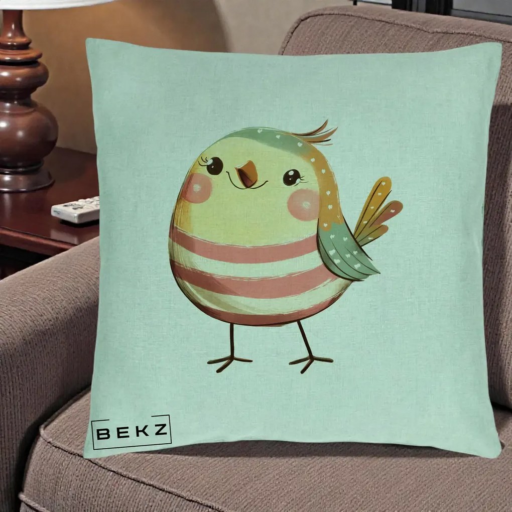 Perna Decorativa Pui Kawaii Pastel Dungat, 40x40 cm, Verde Menta, Husa Detasabila, Perna Inclusa, BEKZ®