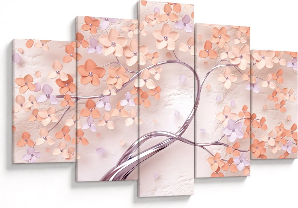 Tablou florilor de pom din coral - abstract (150x105 cm)