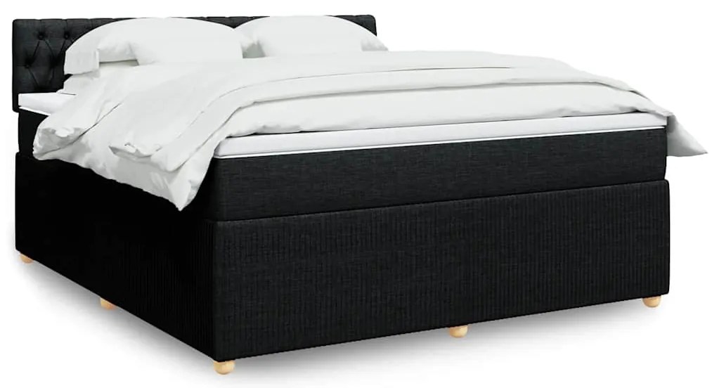 vidaXL Pat box spring cu saltea, negru, 180x200 cm, catifea