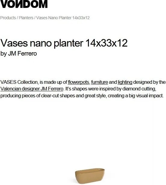 Vaza / Ghiveci de flori / plante / exterior / interior design modern premium VASES NANO PLANTER 14x33x12 47033F Vondom