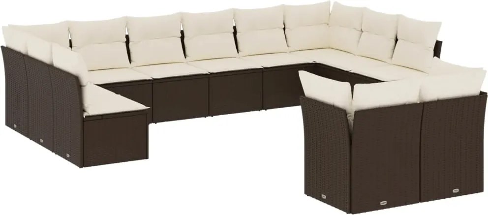 vidaXL Set canapele de grădină cu perne, 12 piese, maro, poliratan