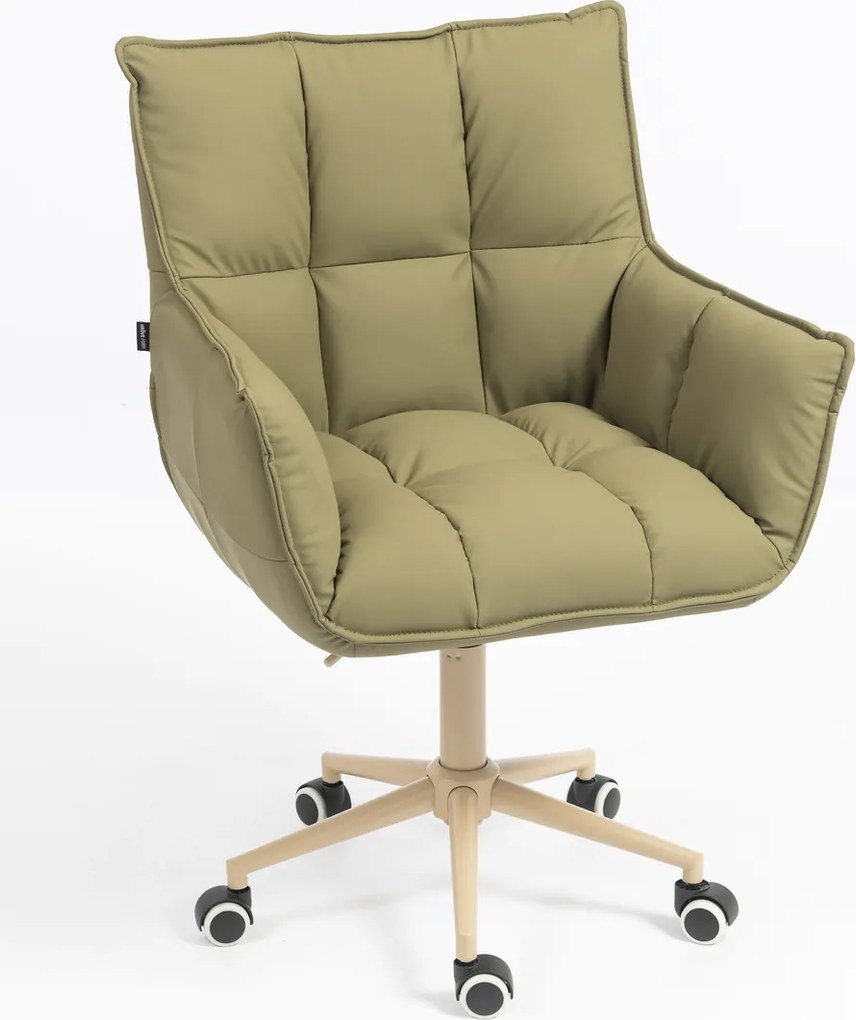 HR560K Scaun Khaki Piele Ecologica Premium Soft cu Bază Crem