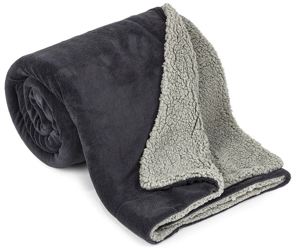 Pătură din imitație de blăniță 4Home, grideschis/antracit, 150 x 200 cm