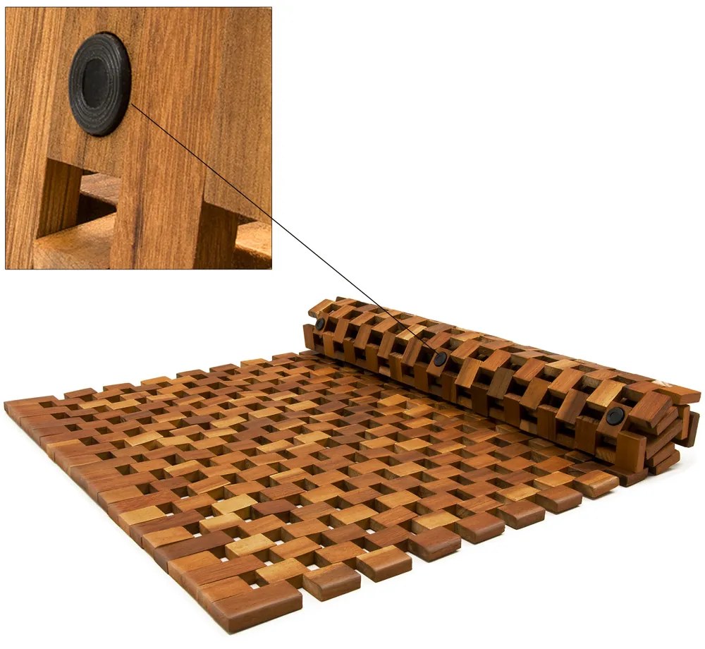 Covoraș de baie CUBE, lemn de acacia, 80x50x1cm, maro Casaria