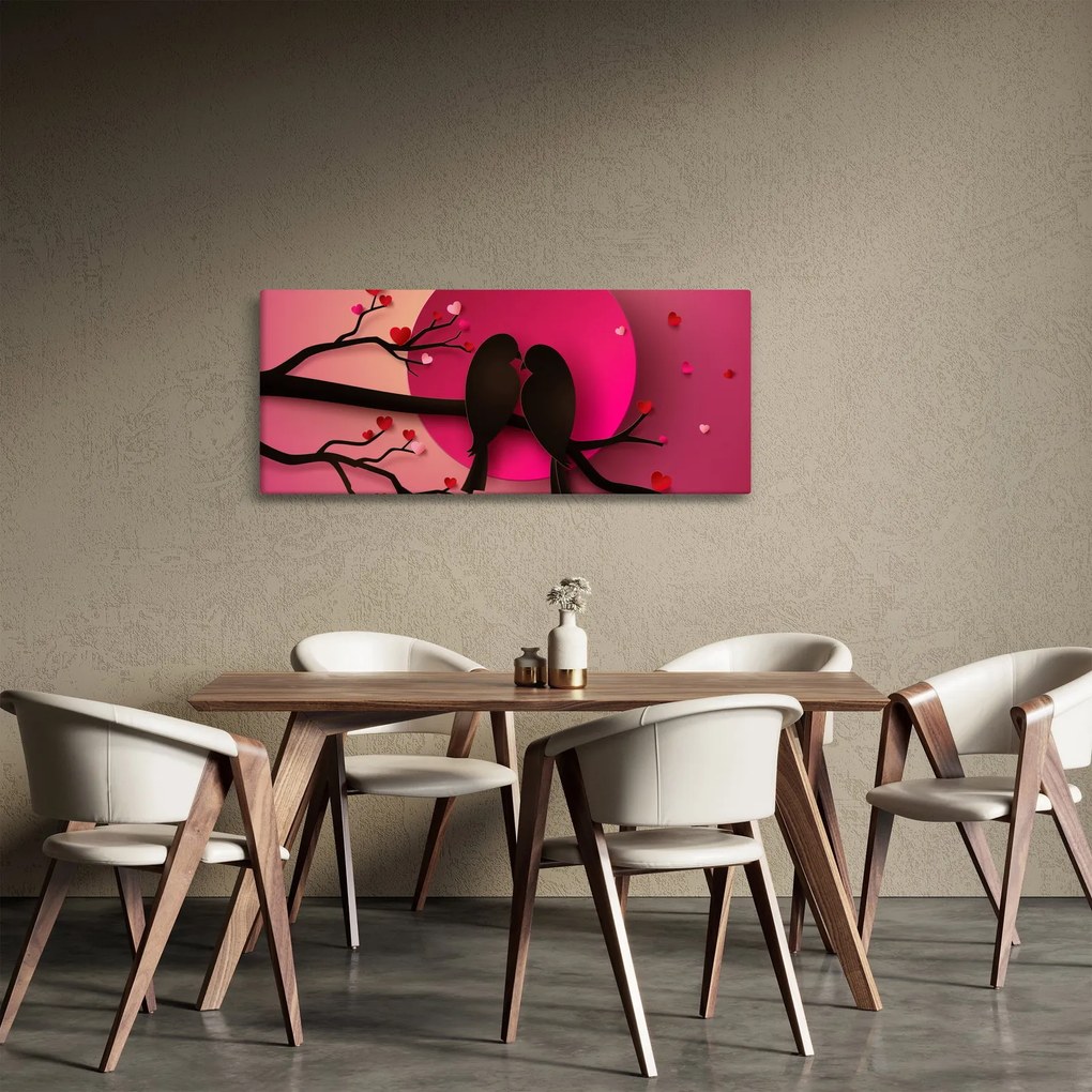 Tablou - Păsări îndrăgostite (120x50 cm)