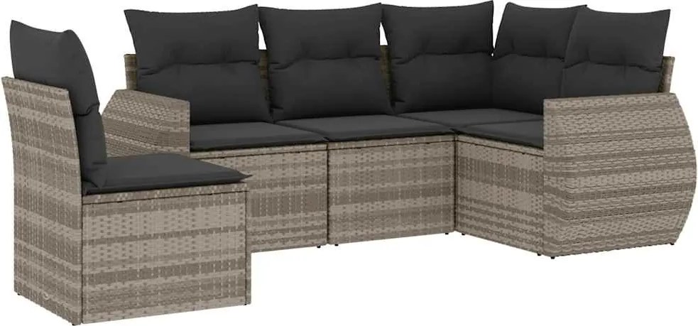 vidaXL Set canapele de grădină cu perne, 5 piese gri deschis poliratan