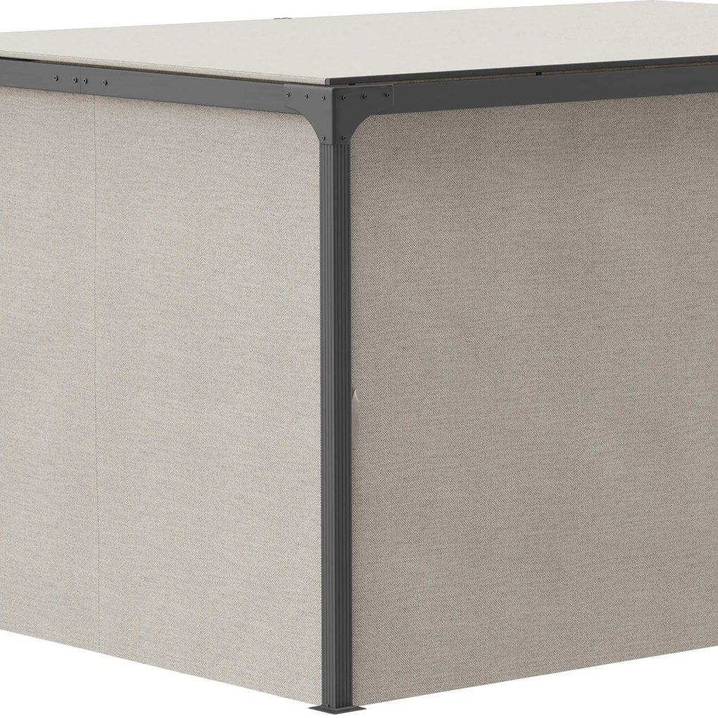 Outsunny Foisor cu pergola 3 x 3 (m) cu acoperis extensibil, Adapost cu copertina cu pergola retractabila cu perdele, Cadru din aluminiu pentru gradina, peluza, curte si terasa, bej | Aosom Romania