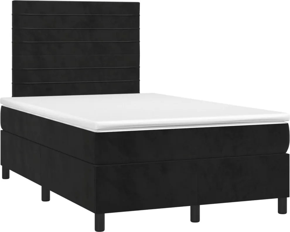 vidaXL Pat box spring cu saltea, negru, 120x190 cm, catifea