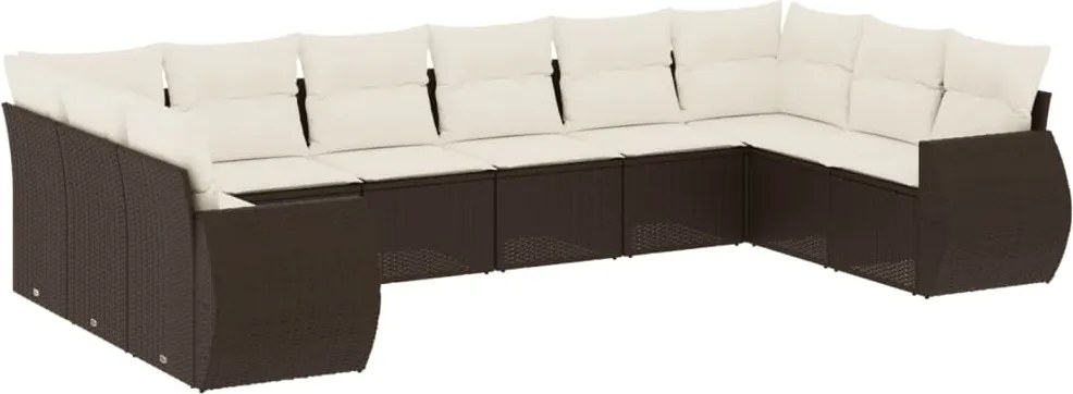 vidaXL Set canapele de grădină cu perne, 10 piese, maro, poliratan