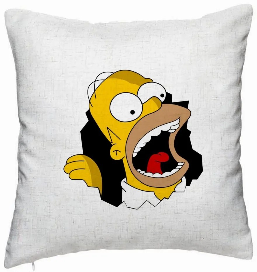 Perna Decorativa, Model Simpsons Homer 2, 40x40 cm, Alb Murdar, Husa Detasabila, Burduf