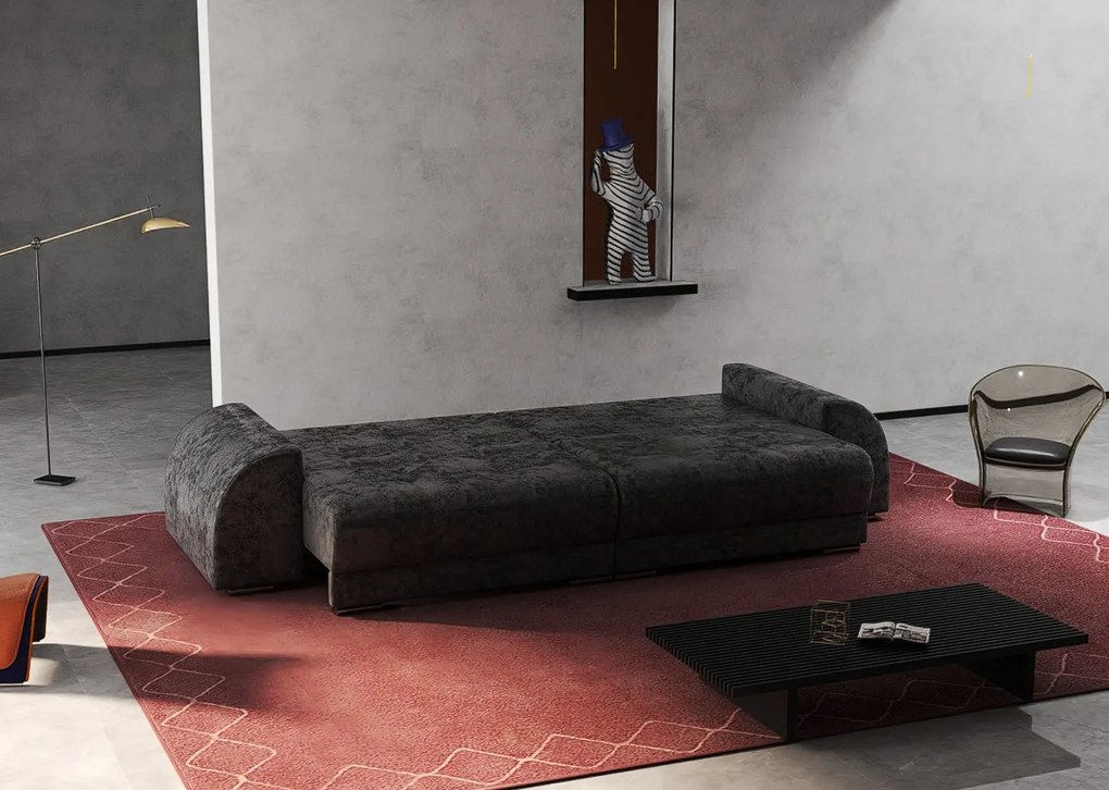 Canapea extensibilă dumonde cu 2 lăzi de depozitare si sezut confortabil din spuma high-density, Verona Euphoria Black 310x100 cm