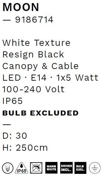 Lustra/Pendul modern iluminat exterior decorativ IP65 MOON D-30cm