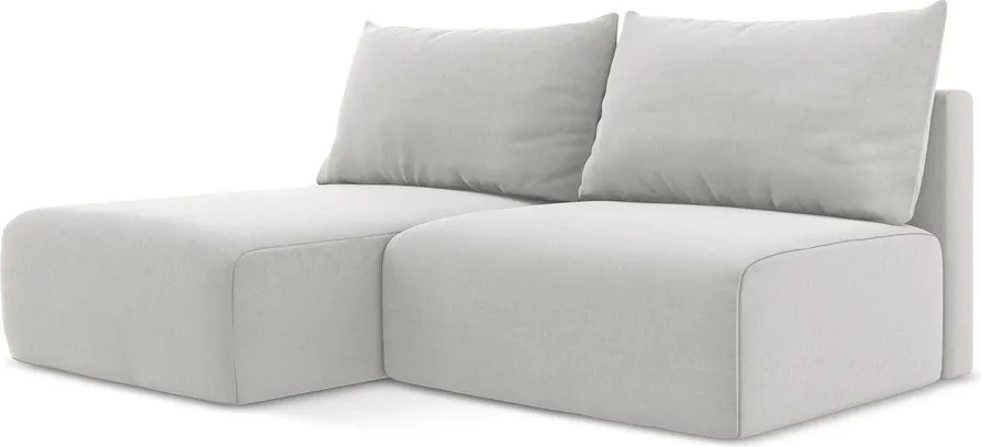 Colțar gri deschis extensibil/cu spațiu de depozitare cu tapițerie din catifea (cu colț pe partea stângă/cu șezlong) Kalena – Makamii