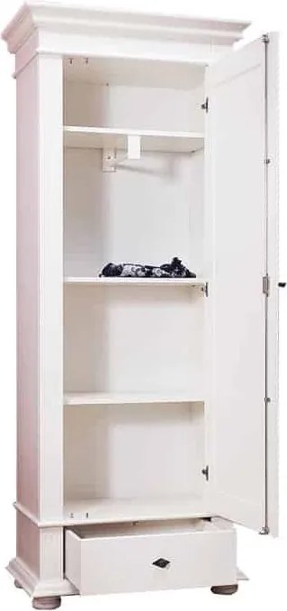 Dulap lemn masiv alb cu Oglindă Ariana, 80 × 46 × 200 cm