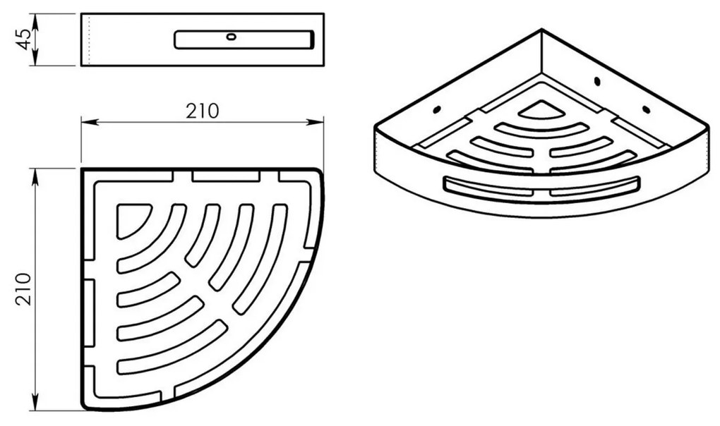 Raft de colț inteligent pentru duș GEDY 247938 ,21 x 4,5 x 21 cm, oțel inoxidabil mat