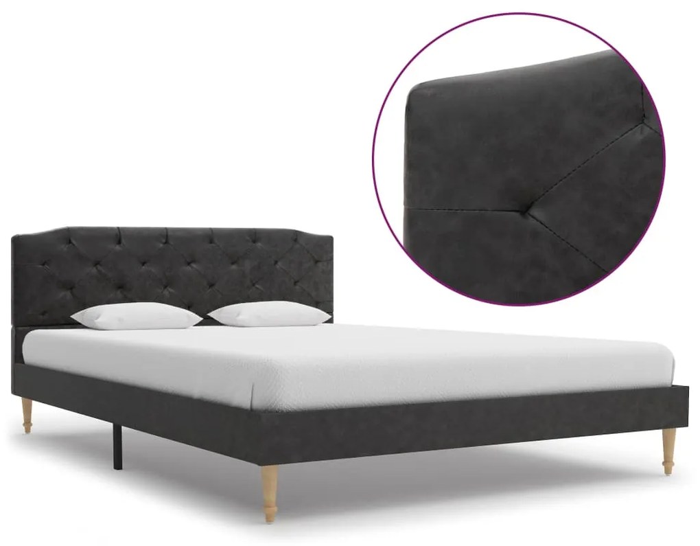 280549 vidaXL Cadru de pat, negru, 140 x 200 cm, material textil