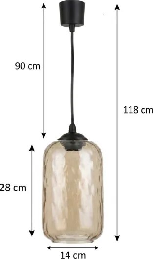 Brilagi - Pendul LED suspendat pe cablu R GLASS 1xE27/60W/230V Ø 14 cm negru/maro fumuriu