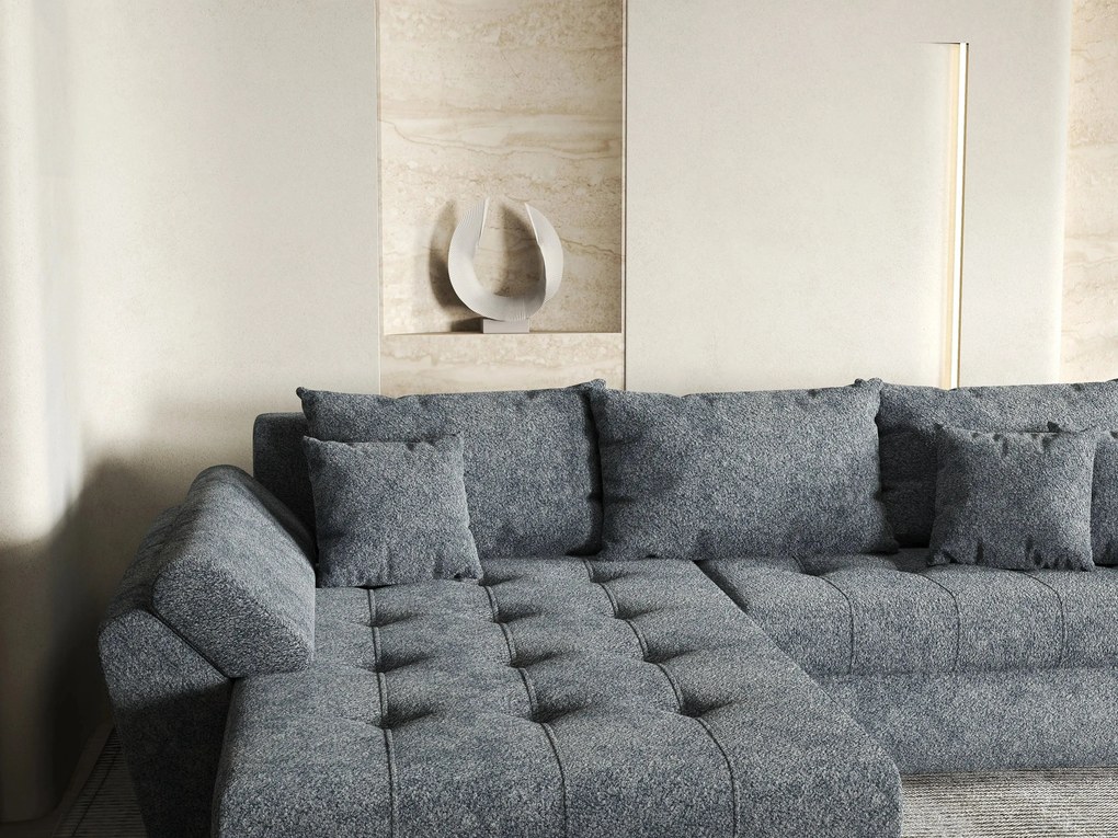 Colțar extensibil dumonde cu ladă de depozitare si sezut confortabil din spuma high-density, Loana Euphoria Graphit 270x185 cm