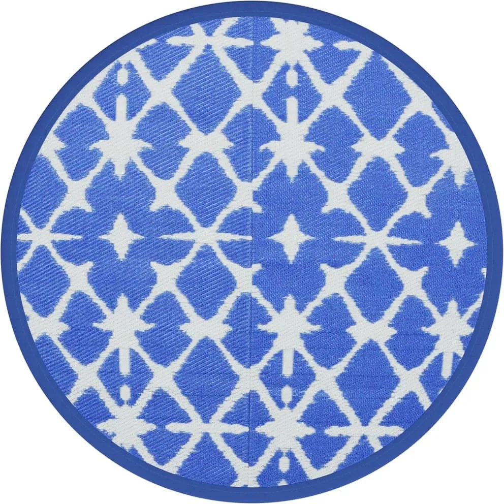 vidaXL Covor de exterior, ARAKIL albastru și alb, Ø120 cm, PP