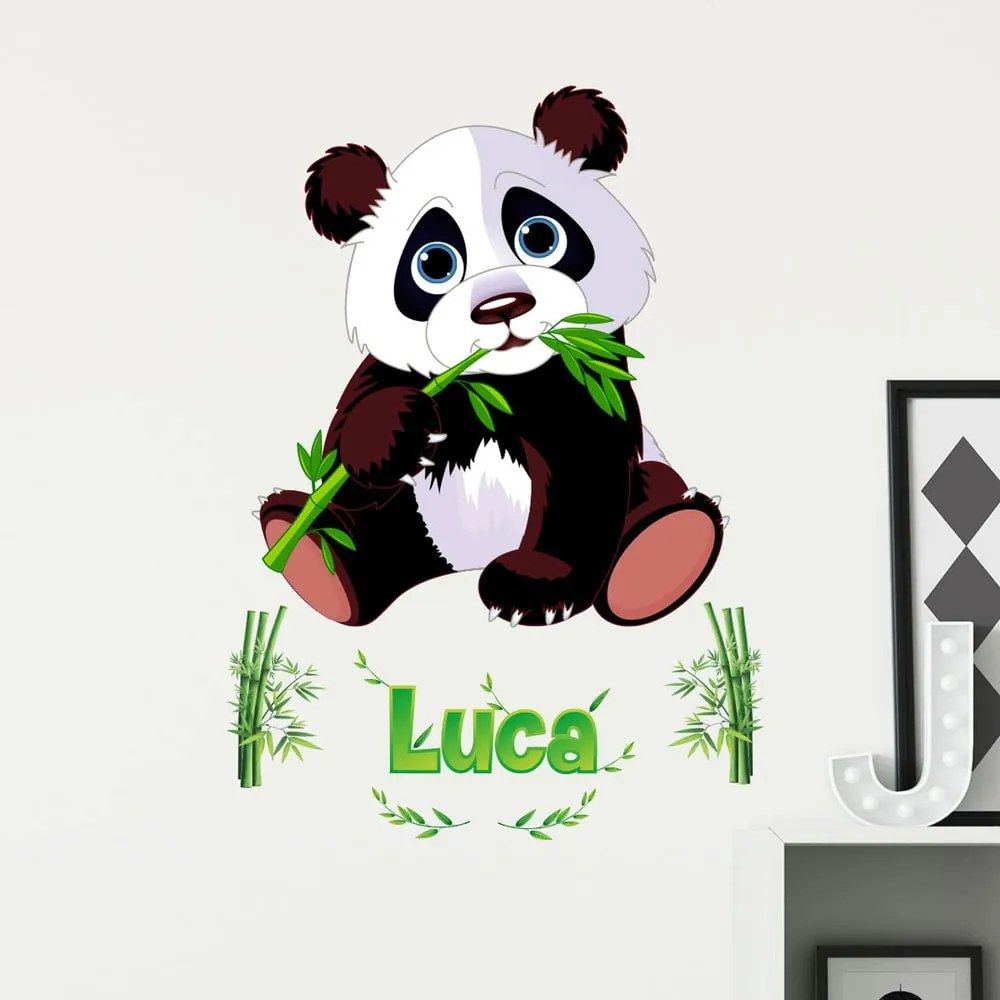 Set autocolante pentru perete cu panda și litere Ambiance Bamboo
