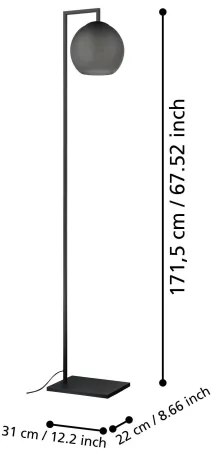 Lampadar Eglo 390254 ARANGONA 1xE27/40W/230V gri