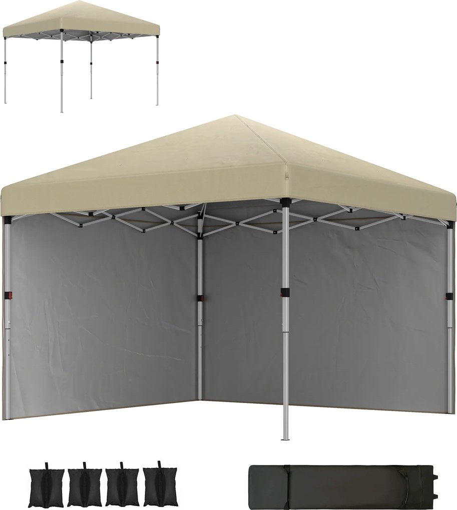 Outsunny Pavilion barnum de grădină pop-up pliant reglabil pe înălțime protecție UV30+ 2 panouri laterale husă de transport inclusă | Aosom Romania