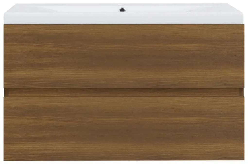 Dulap de chiuveta bazin incorporat stejar maro lemn prelucrat Stejar brun, 80 x 38.5 x 45 cm, fara oglinda