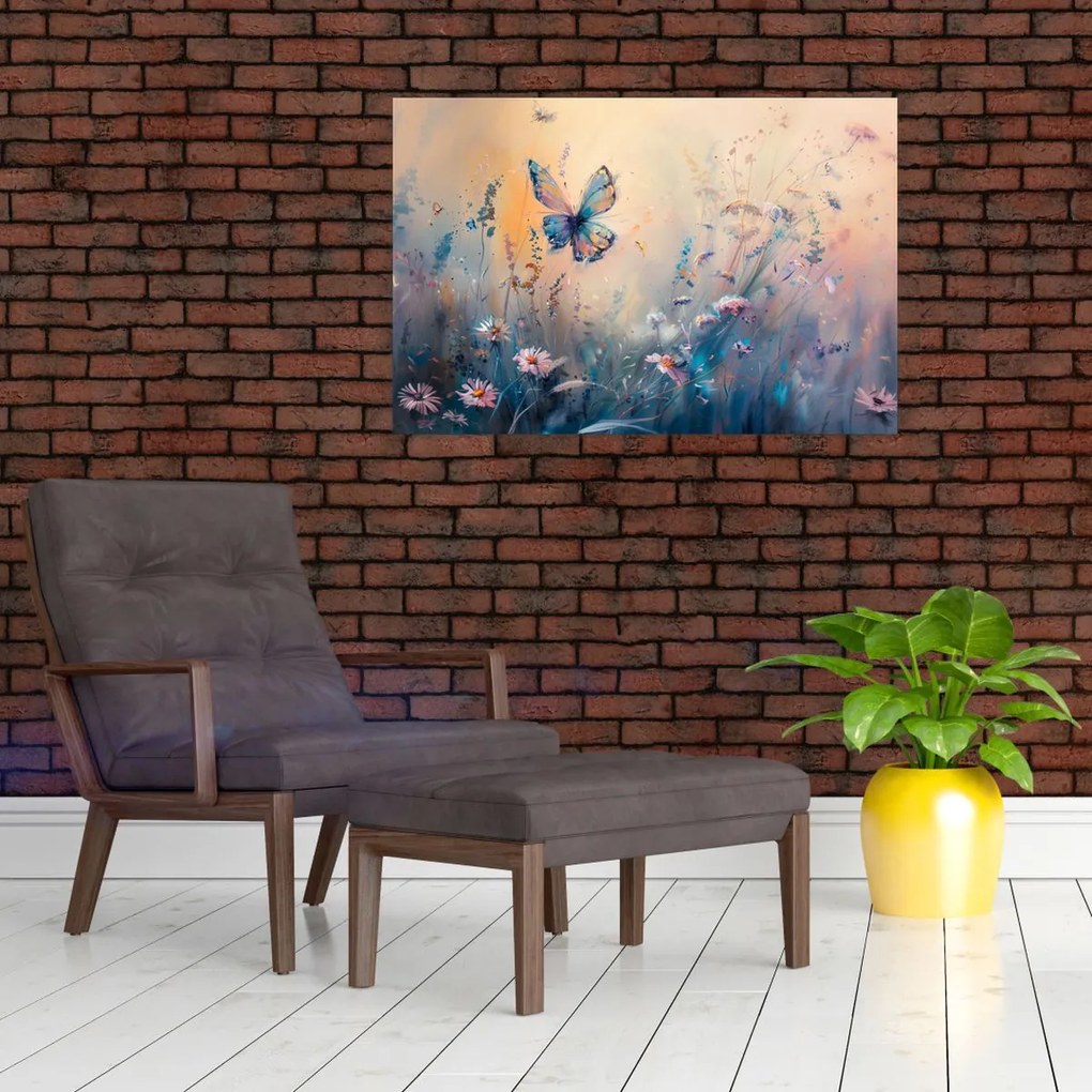 Tablou - Pajiște cu Fluture II (90x60 cm)