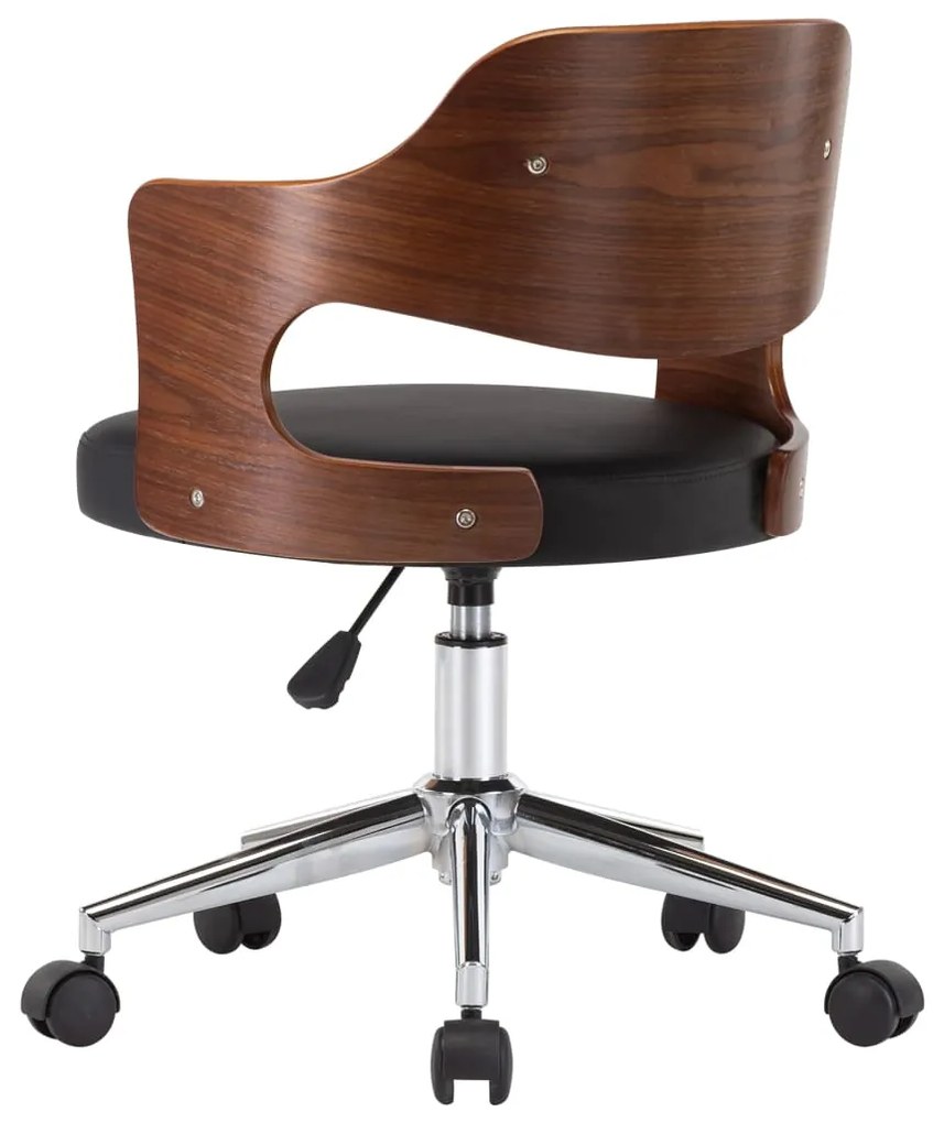 Scaun de birou pivotant, negru, lemn curbat si piele ecologica 1, black and dark brown