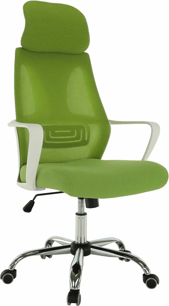 Scaun birou TAXIS, verde/alb/crom, stofa/plastic/metal, 64x63x118/127