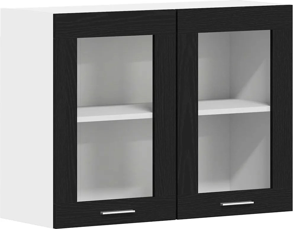 vidaXL Dulap suspendat Lyon Stejar Negru 80 x 31 x 60 cm Lemn compozit