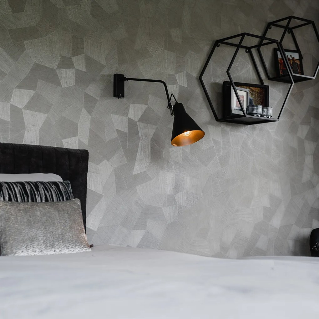 Lampa de perete de design neagră reglabilă - Luna