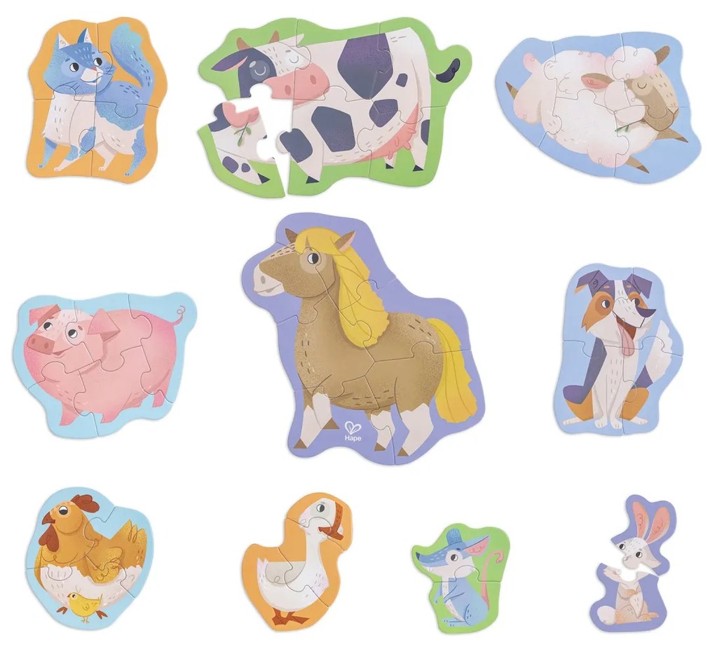 Set 10 puzzle-uri prietenii de la ferma (18-36 luni)