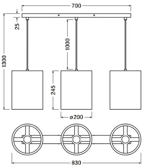 Lustră pe cablu Ledvance DECOR CARDBOARD 3xE27/15W/230V