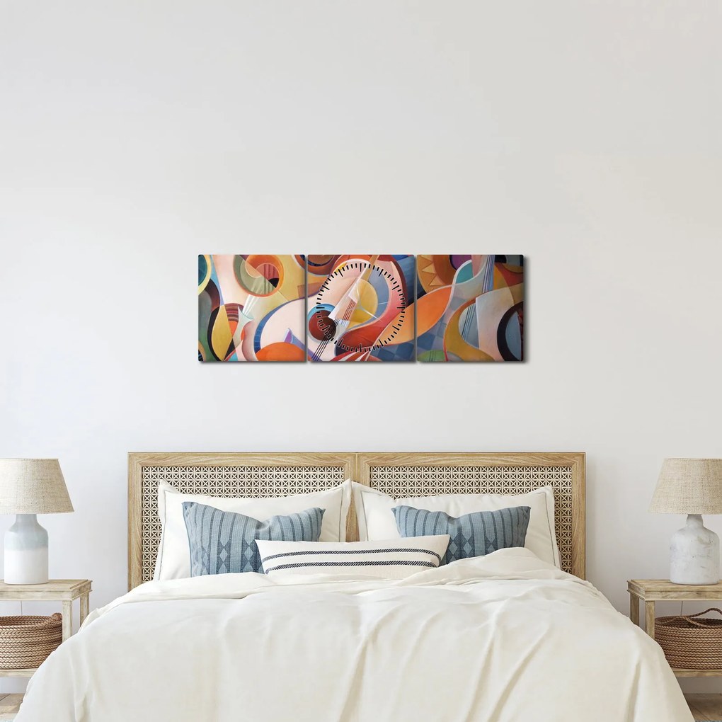 Tablou - Abstract muzical (cu ceas) (90x30 cm)