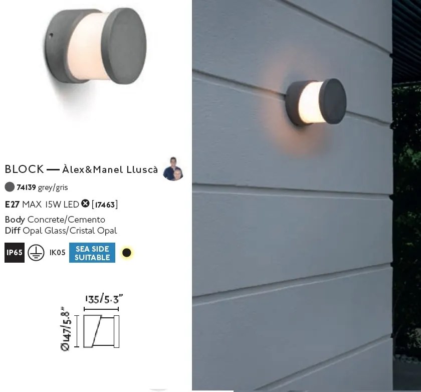 Aplica de perete exterior design modern IP65 BLOCK