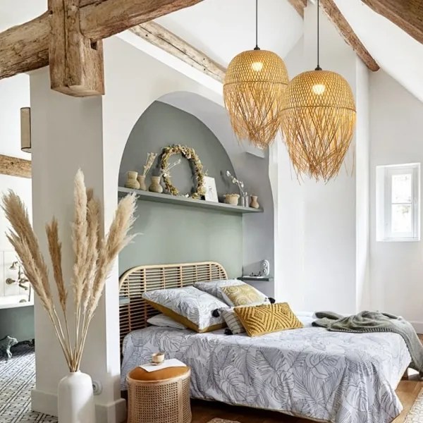 Lustră pe cablu Immax 08271L HILO 1xE27/40W/230V d. 45 cm bambus