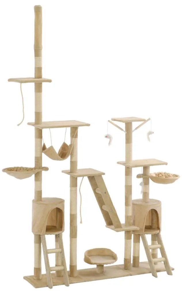 vidaXL Ansamblu pentru pisici stâlpi din funie de sisal 230-250 cm bej