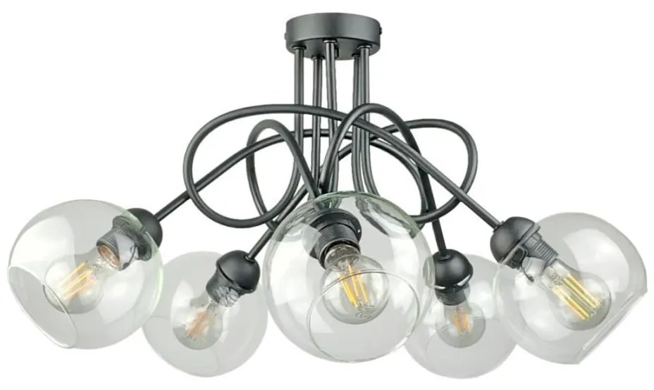 Lustră aplicată EVIE 5xE27/60W/230V antracit/transparent