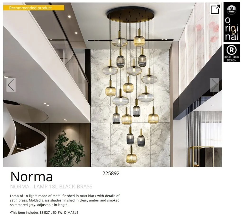 Lustra XXL casa scarii moderna dimabila cu 18 pendule Norma