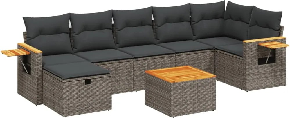 vidaXL Set canapele de grădină cu perne, 8 piese, gri, poliratan